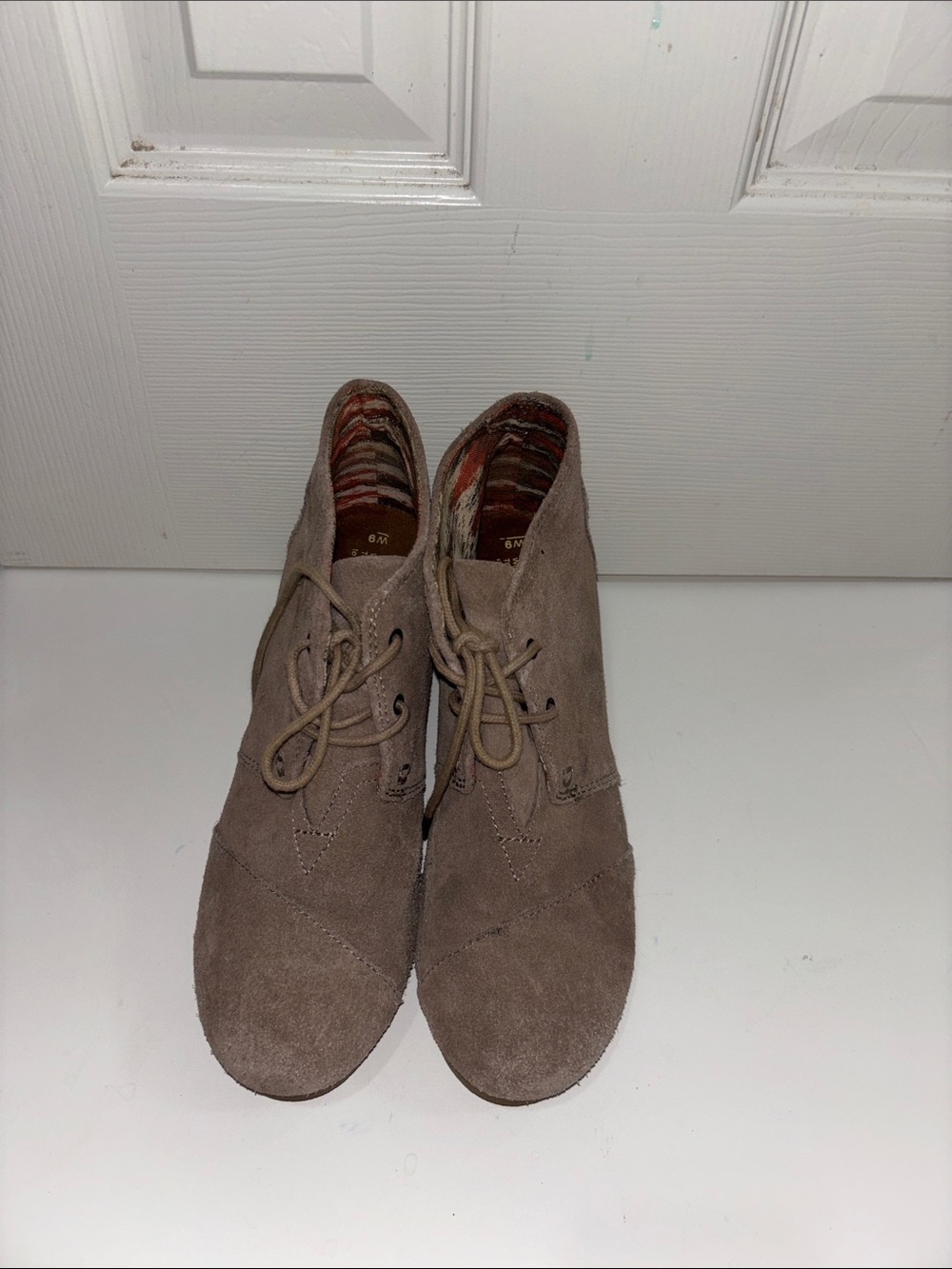 Toms Taupe Suede Lace-Up Ankle Boots